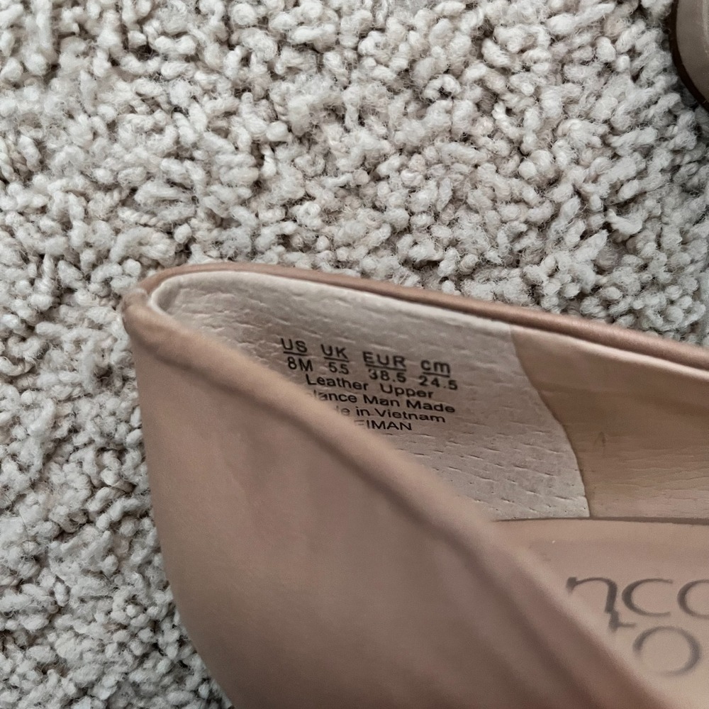 FRANCO SARTO Neiman Pointed Toe D'Orsay Leather Flats Beige Womens 8M Minimalist - Picture 7 of 7